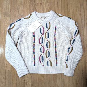 SOLD - SÉZANE Soraya Embroidered Jumper in Ecru Size S (NEW WITH TAGS)